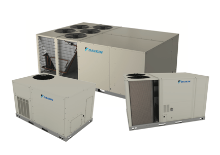 Three Daikin light commercial units in multiple voltages